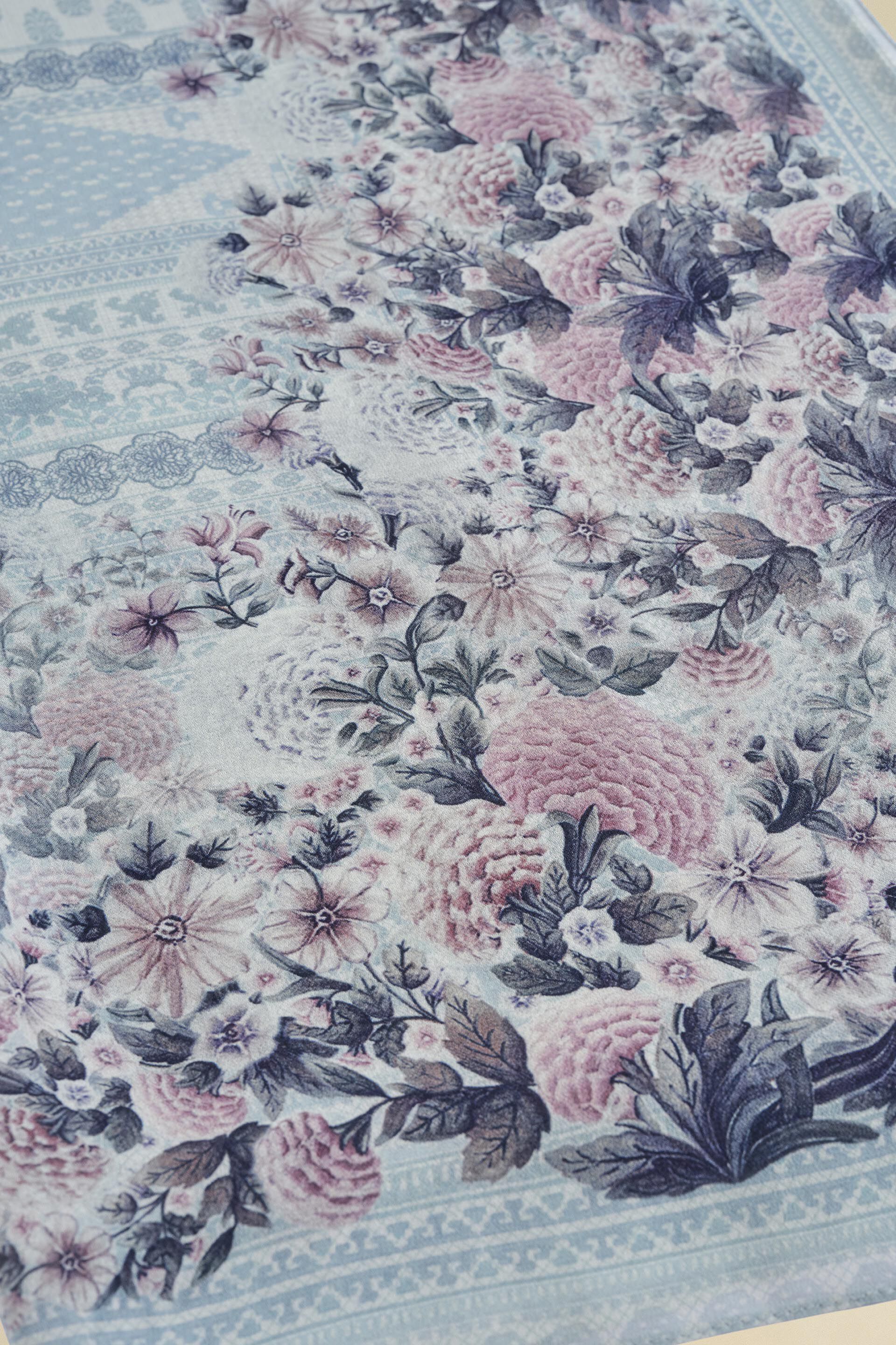 Altan Printed Silk Stole - Powder Blue, Powder Blue, image 4